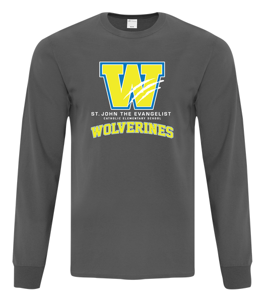 St. John the Evangelist Wolverines Youth Cotton Long Sleeve with Printed Logo