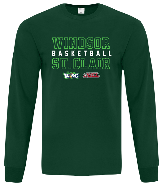 Windsor St. Clair Basketball Block Letters Adult Cotton Long Sleeve with Printed Logo