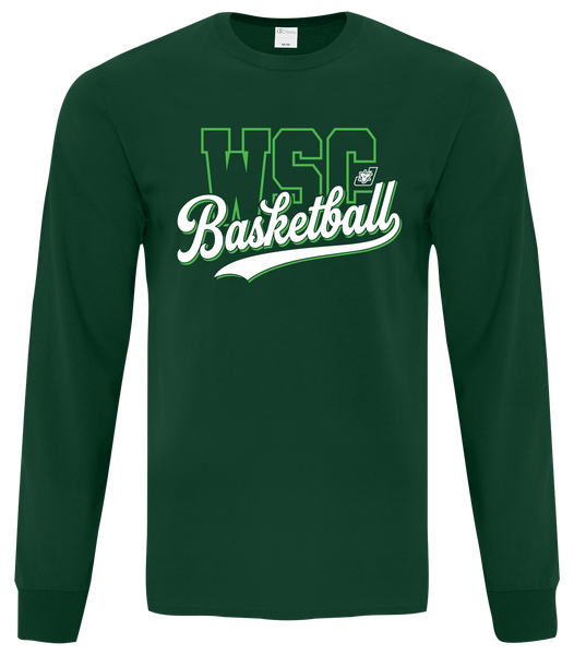 WSC Basketball Script Adult Cotton Long Sleeve with Printed Logo