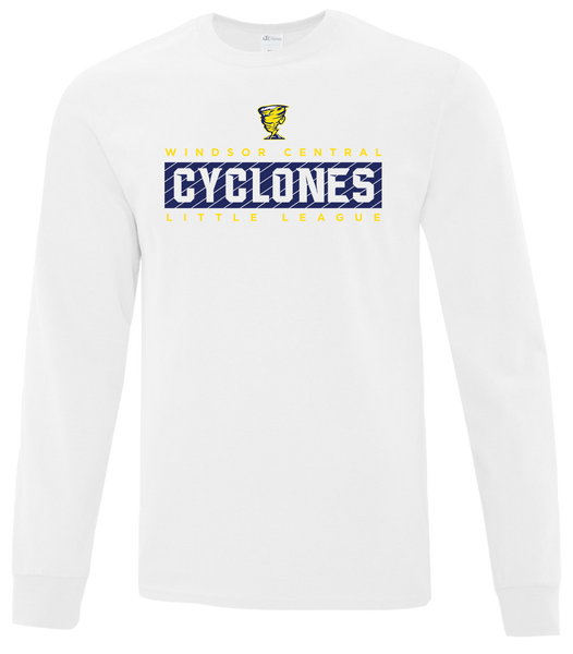 Cyclones Adult Cotton Long Sleeve with Printed Logo