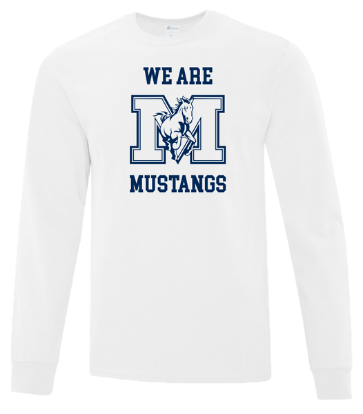"We Are Mustangs" Vincent Massey Adult Cotton Long Sleeve with Printed Logo