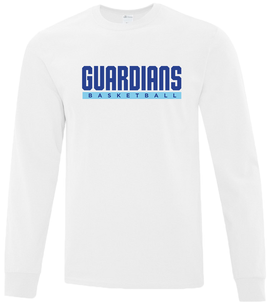 Guardians Basketball Block Letters Adult Cotton Long Sleeve with Printed Logo