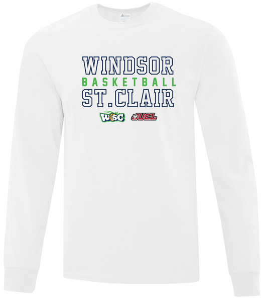 Windsor St. Clair Basketball Block Letters Adult Cotton Long Sleeve with Printed Logo