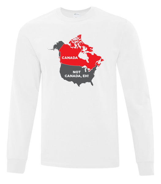 "Canada. Not Canada, Eh!" Youth Cotton Long Sleeve with Printed Logo