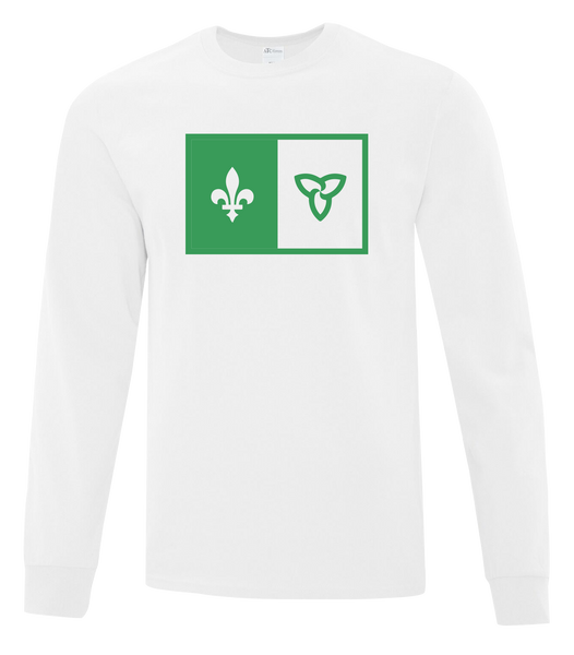 "Franco-Ontarian Flag" Adult Cotton Long Sleeve with Printed Logo
