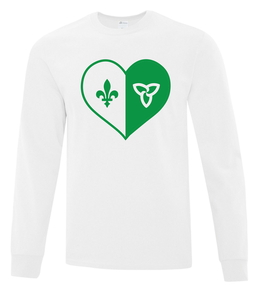"Franco-Ontarian Heart" Youth Cotton Long Sleeve with Printed Logo