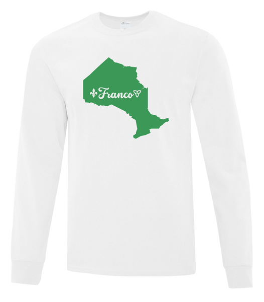"Franco-Ontarian Map" Youth Cotton Long Sleeve with Printed Logo