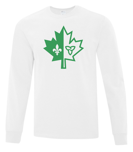 "Franco-Ontarian Maple Leaf" Adult Cotton Long Sleeve with Printed Logo