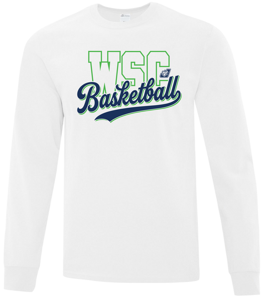 WSC Basketball Script Adult Cotton Long Sleeve with Printed Logo