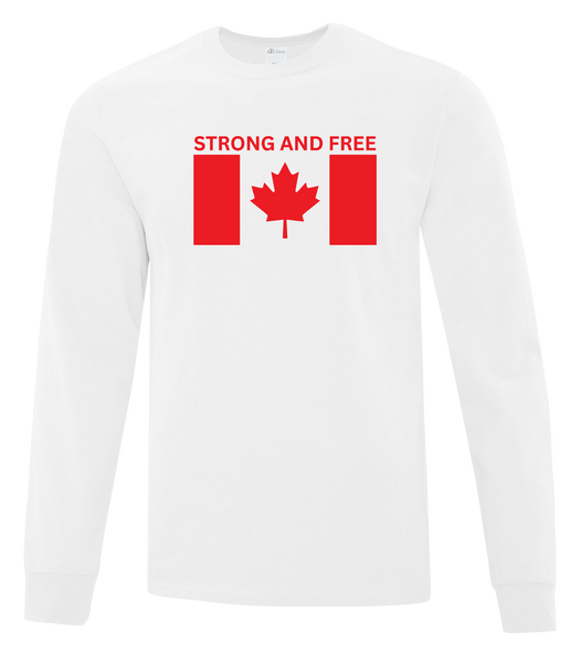 "Stong And Free" Youth Cotton Long Sleeve with Printed Logo