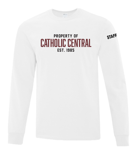 Catholic Central Adult Cotton Long Sleeve with Printed Logo