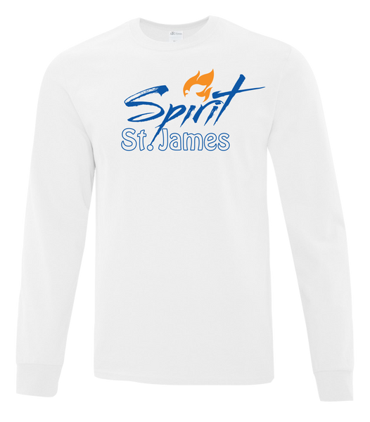 St. James Youth Cotton Long Sleeve with Printed Logo