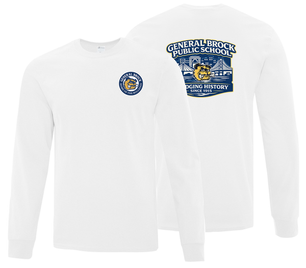 General Brock Public School Adult Cotton Long Sleeve with Printed Front & Back Logos