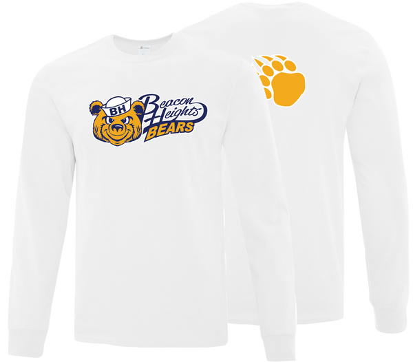 Beacon Heights Bears Adult Cotton Long Sleeve with Printed Front & Back Logos