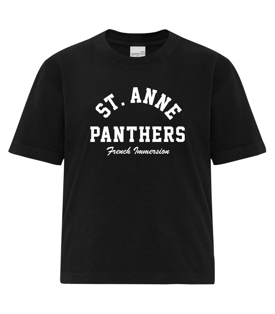 St. Anne Panthers French Immersion Ladies Heavyweight Boxy Tee with Printed Logo