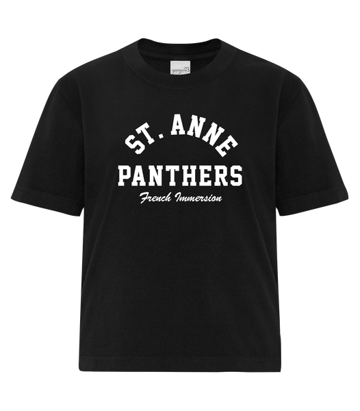 St. Anne Panthers French Immersion Ladies Heavyweight Boxy Tee with Printed Logo