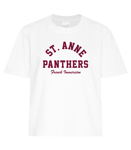 St. Anne Panthers French Immersion Ladies Heavyweight Boxy Tee with Printed Logo