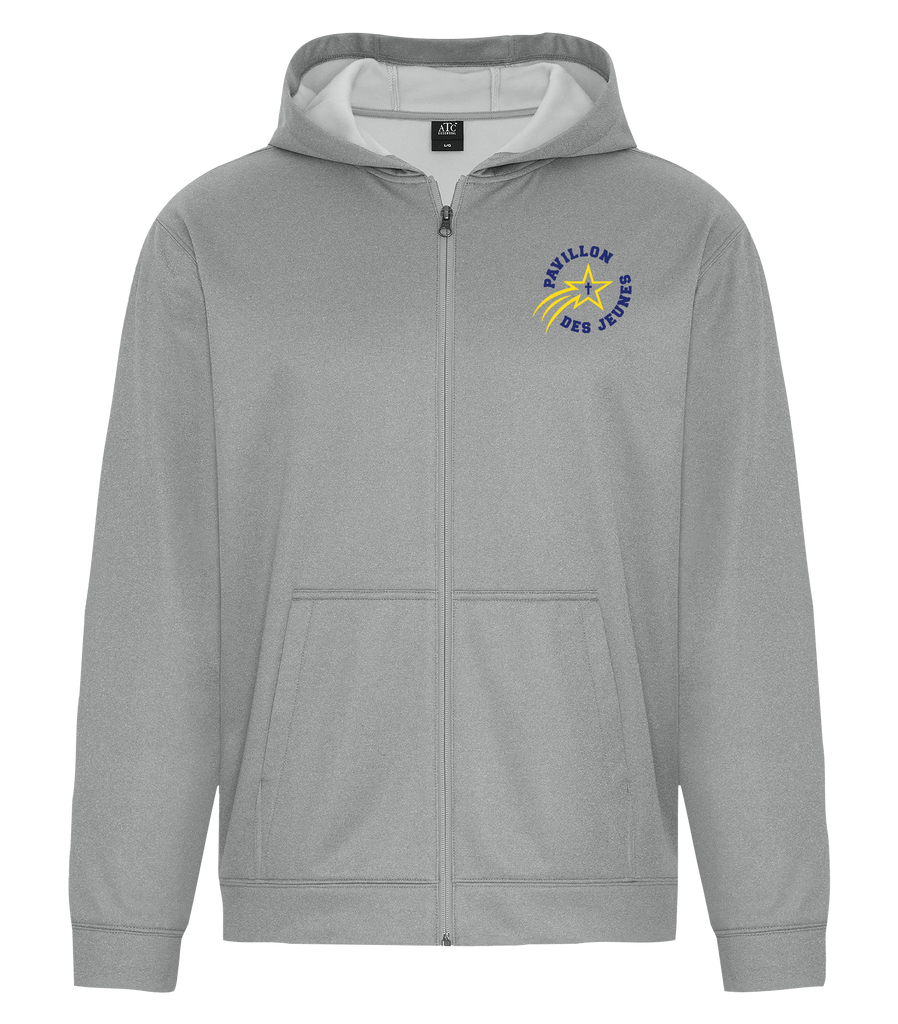 Pavillon Des Jeunes Adult Dri-Fit Full Zip Hooded Sweatshirt with Left Chest Embroidered Logo