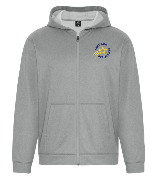 Pavillon Des Jeunes Adult Dri-Fit Full Zip Hooded Sweatshirt with Left Chest Embroidered Logo