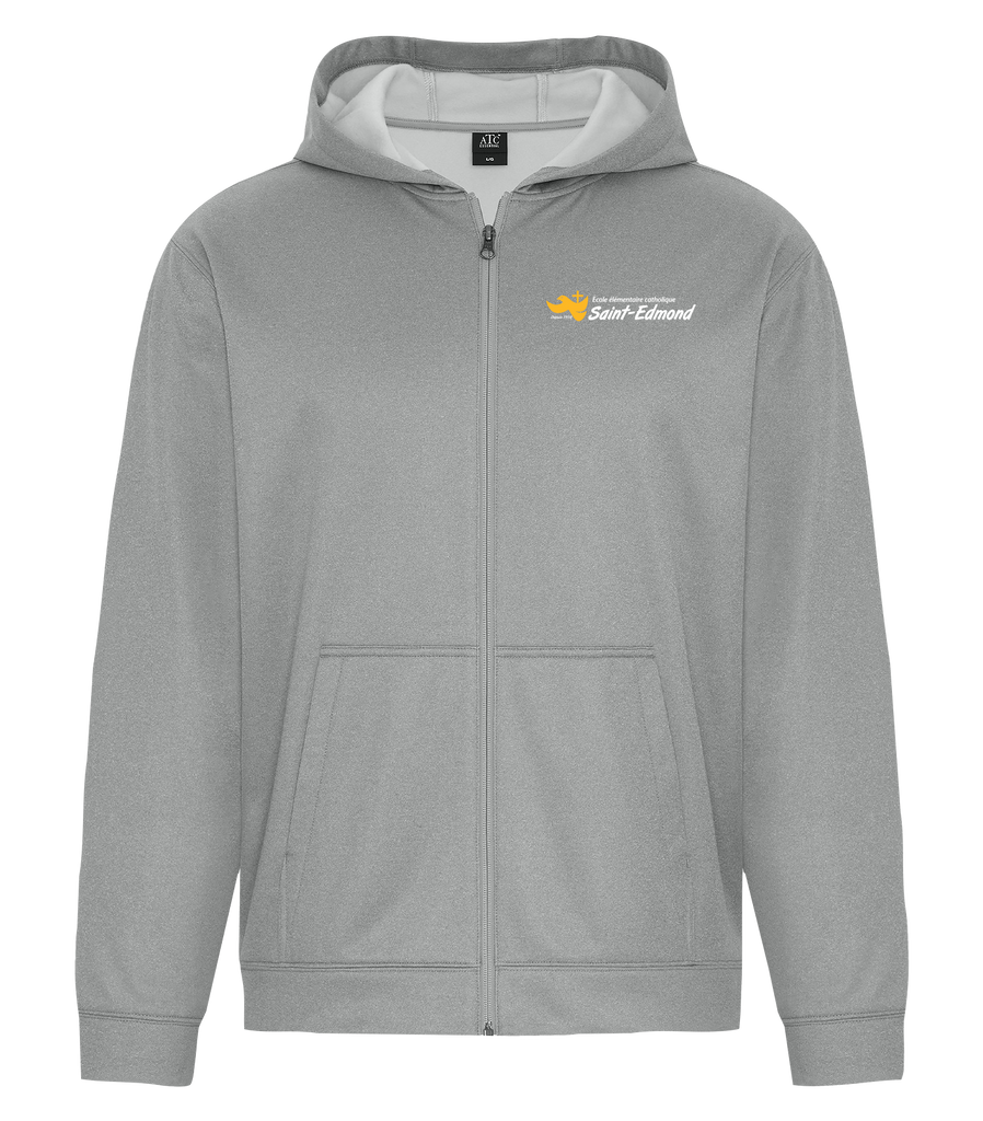 Saint-Edmond Adult Dri-Fit Full Zip Hooded Sweatshirt with Left Chest Embroidered Logo