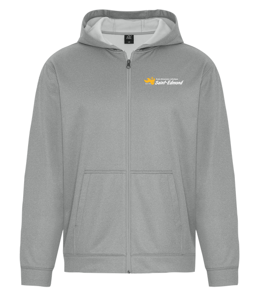 Saint-Edmond Adult Dri-Fit Full Zip Hooded Sweatshirt with Left Chest Embroidered Logo