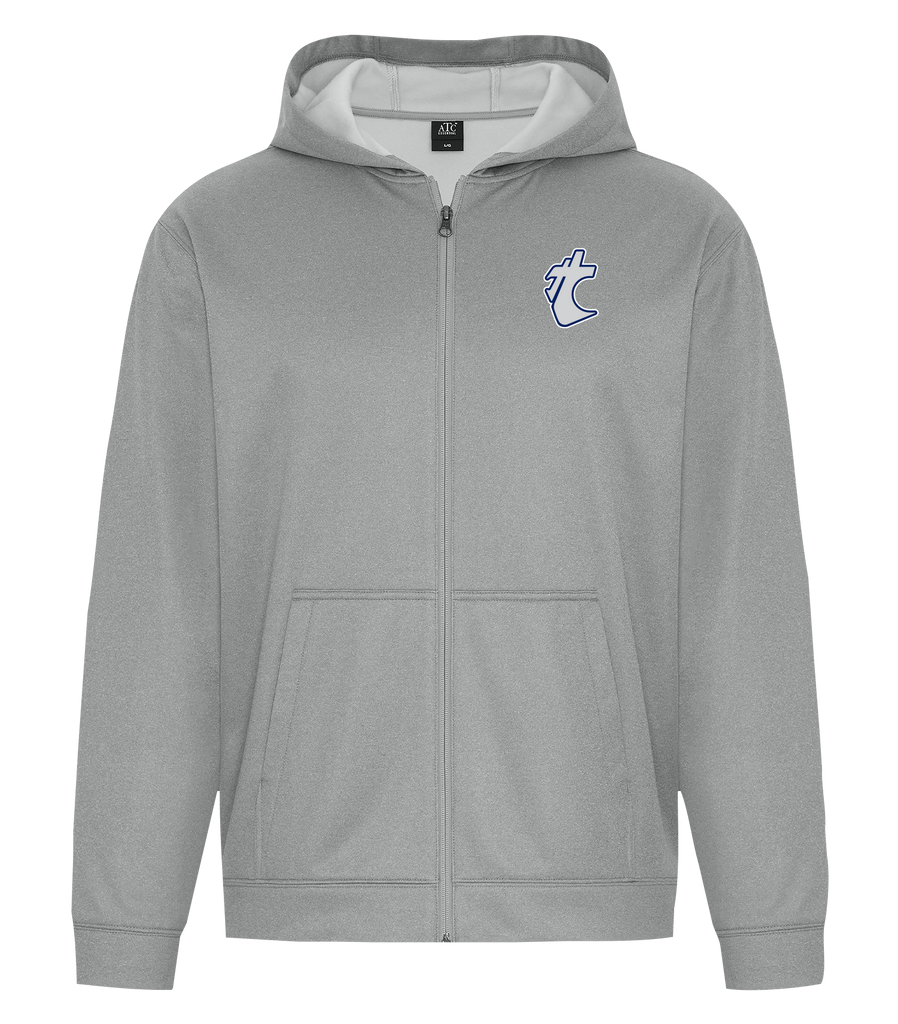 Holy Cross Adult Dri-Fit Full Zip Hooded Sweatshirt with Left Chest Embroidered Logo