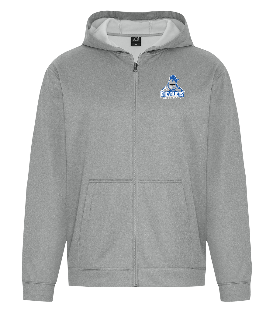 Les Chevaliers De St. Mary Adult Dri-Fit Full Zip Hooded Sweatshirt with Left Chest Embroidered Logo