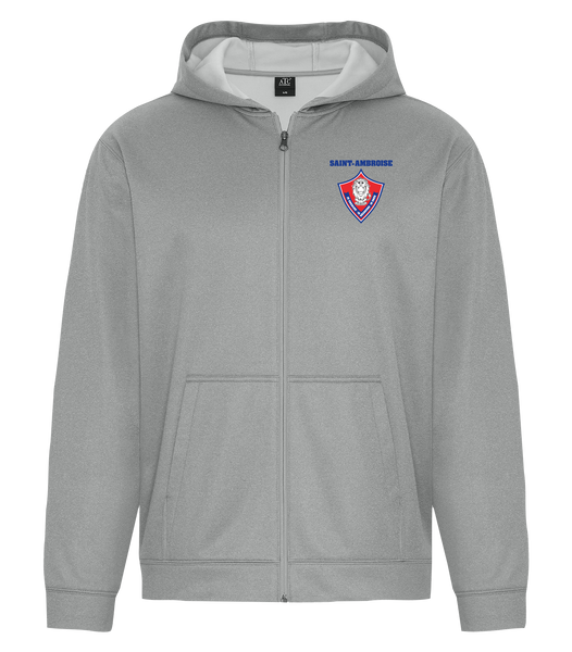 Saint Ambroise Adult Dri-Fit Full Zip Performance Hooded Sweatshirt with Left Chest Embroidered Logo