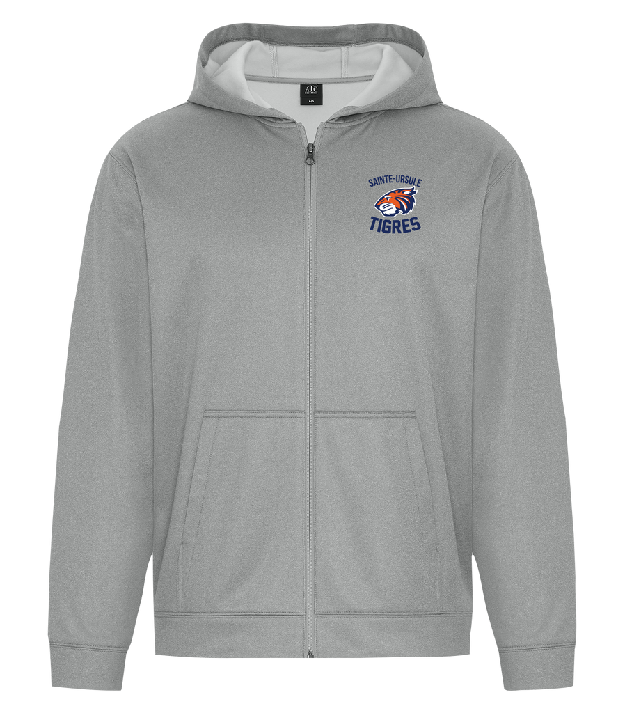 Sainte-Ursule Adult Dri-Fit Full Zip Hooded Sweatshirt with Left Chest Embroidered Logo