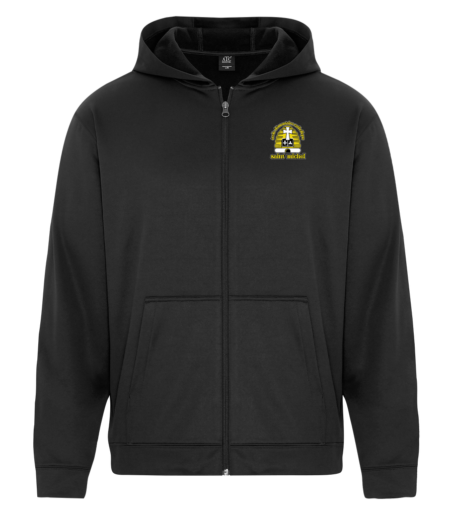 École Élémentaire Catholique Saint-Michel Adult Dri-Fit Full Zip Hooded Sweatshirt with Left Chest Embroidered Logo