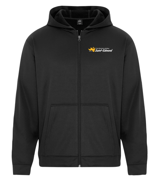 Saint-Edmond Adult Dri-Fit Full Zip Hooded Sweatshirt with Left Chest Embroidered Logo