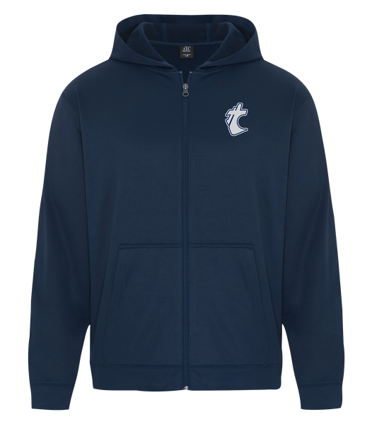 Holy Cross Adult Dri-Fit Full Zip Hooded Sweatshirt with Left Chest Embroidered Logo