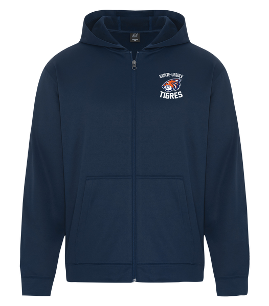 Sainte-Ursule Adult Dri-Fit Full Zip Hooded Sweatshirt with Left Chest Embroidered Logo