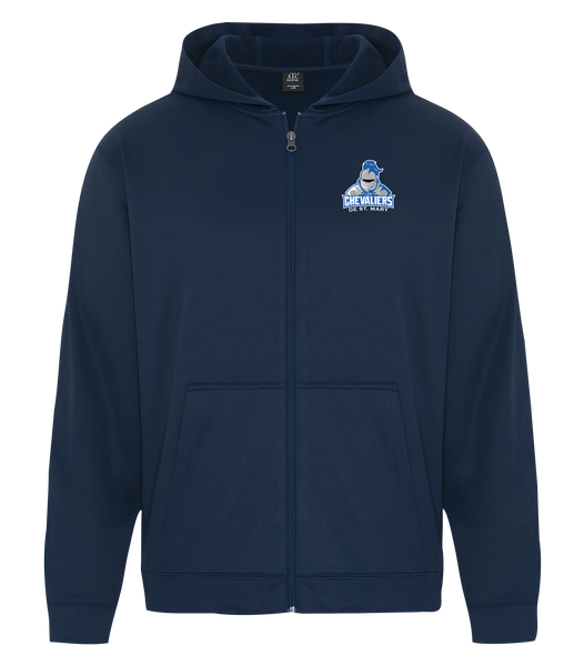 Les Chevaliers De St. Mary Adult Dri-Fit Full Zip Hooded Sweatshirt with Left Chest Embroidered Logo