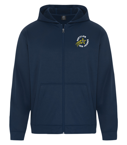 Pavillon Des Jeunes Adult Dri-Fit Full Zip Hooded Sweatshirt with Left Chest Embroidered Logo
