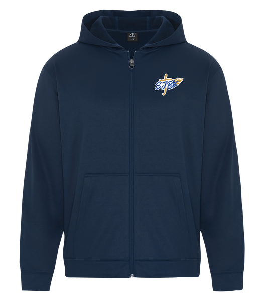 St. John the Baptist Adult Dri-Fit Full Zip Hooded Sweatshirt with Left Chest Embroidered Logo