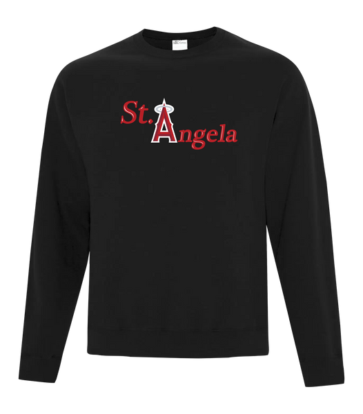 St. Angela Youth Cotton Crewneck Sweatshirt with Printed Logo