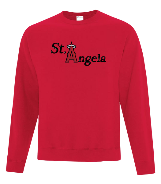 St. Angela Youth Cotton Crewneck Sweatshirt with Printed Logo