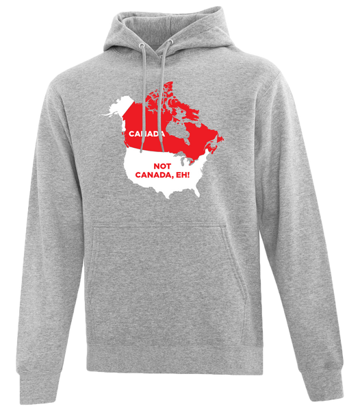 "Canada. Not Canada, Eh!" Adult Cotton Pull Over Hooded Sweatshirt with Printed Logo