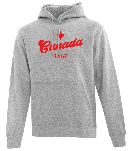 "Canada 1867" Adult Cotton Pull Over Hooded Sweatshirt with Printed Logo