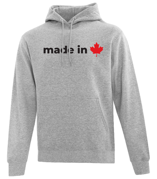 "Made In Canada Maple Leaf" Adult Cotton Pull Over Hooded Sweatshirt with Printed Logo