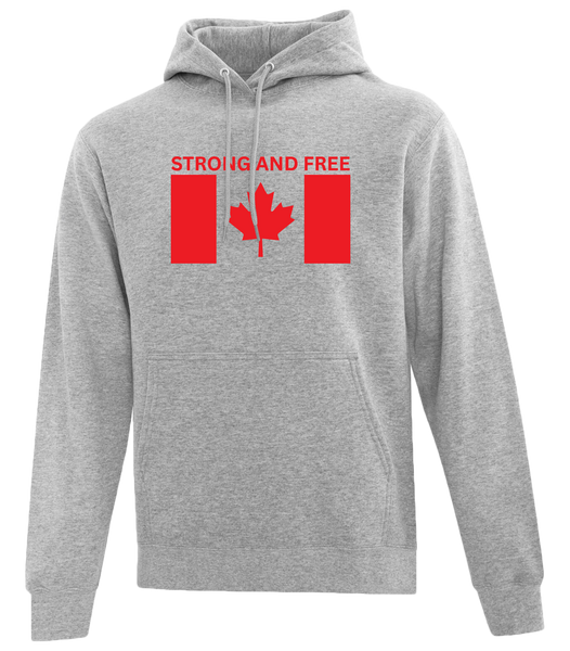 "Strong And Free" Adult Cotton Pull Over Hooded Sweatshirt with Printed Logo