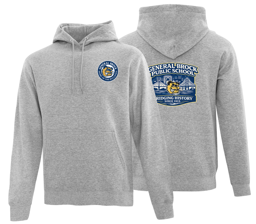 General Brock Public School Adult Cotton Pull Over Hooded Sweatshirt with Printed Front & Back Logo