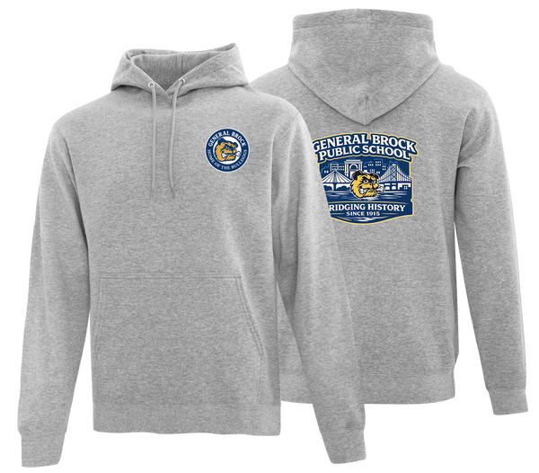 General Brock Public School Adult Cotton Pull Over Hooded Sweatshirt with Printed Front & Back Logo