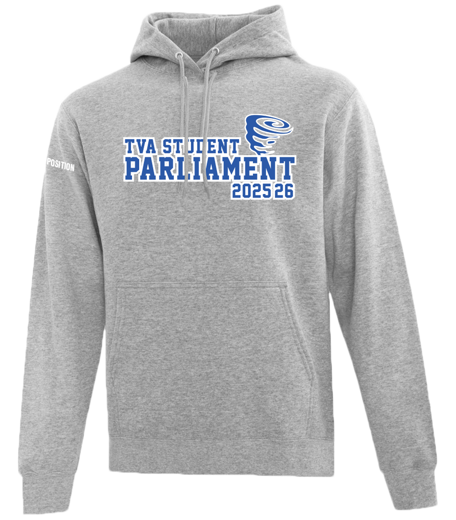 TVA Student Parliament Adult Cotton Pull Over Hooded Sweatshirt with Printed Logo