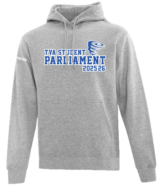 TVA Student Parliament Adult Cotton Pull Over Hooded Sweatshirt with Printed Logo