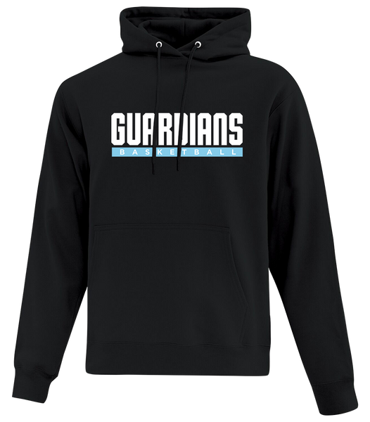 Guardians Basketball Block Letters Adult Cotton Pull Over Hooded Sweatshirt with Printed Logo
