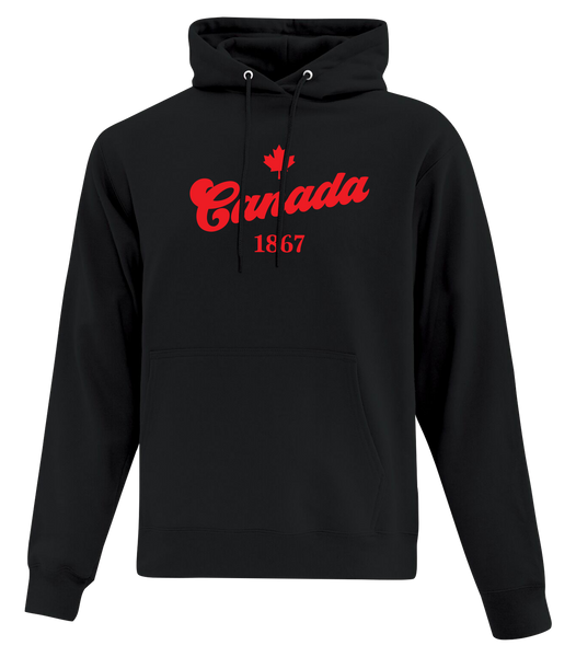 "Canada 1867" Adult Cotton Pull Over Hooded Sweatshirt with Printed Logo