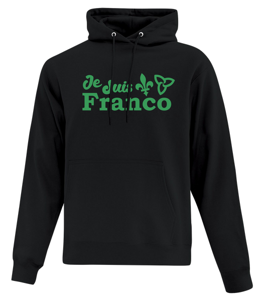 "Je Suis Franco" Adult Cotton Pull Over Hooded Sweatshirt with Printed Logo
