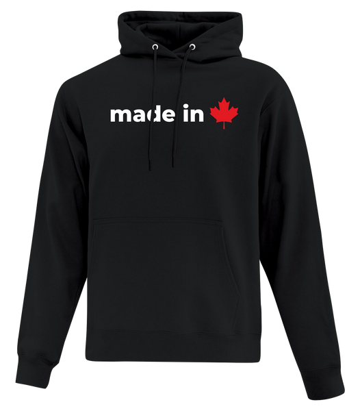 "Made In Canada Maple Leaf" Adult Cotton Pull Over Hooded Sweatshirt with Printed Logo
